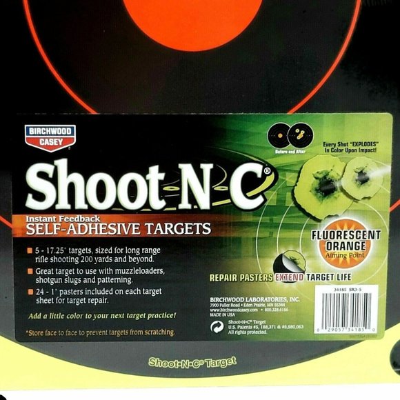 Birchwood Casey Shoot-N-C Self-Adhesive 5 Targets-17.25" 24-1" Pasters Target - Picture 2 of 4